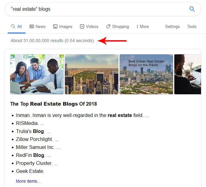 real estate blog search for commenting