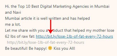 shortened url in blog comment example