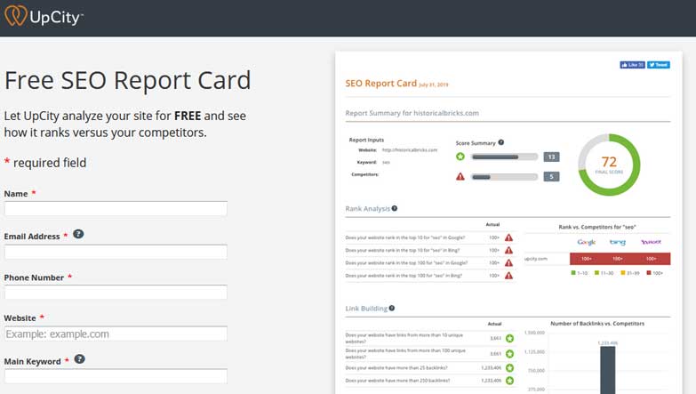seo report card seo audit tool