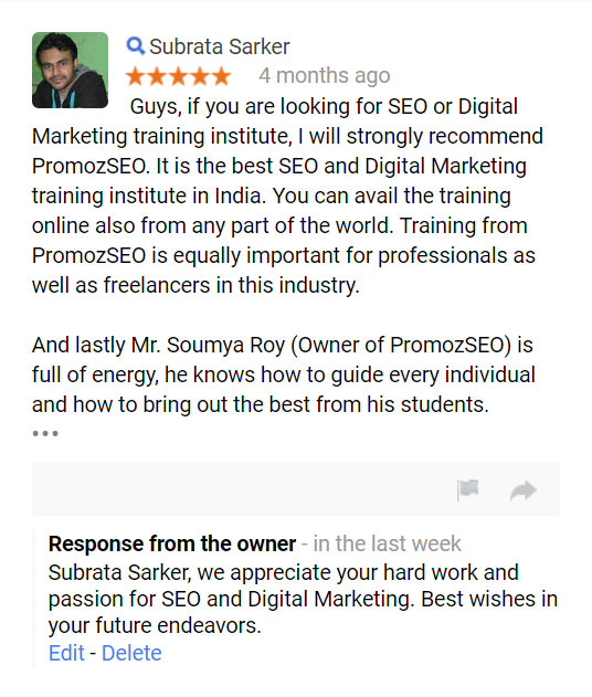 Guys, if you are looking for SEO or Digital Marketing training institute, I will strongly recommend PromozSEO. It is the best SEO and Digital Marketing training institute in India. You can avail the training online also from any part of the world. Training from PromozSEO is equally important for professionals as well as freelancers in this industry.   And lastly Mr. Soumya Roy (Owner of PromozSEO) is full of energy, he knows how to guide every individual and how to bring out the best from his students.